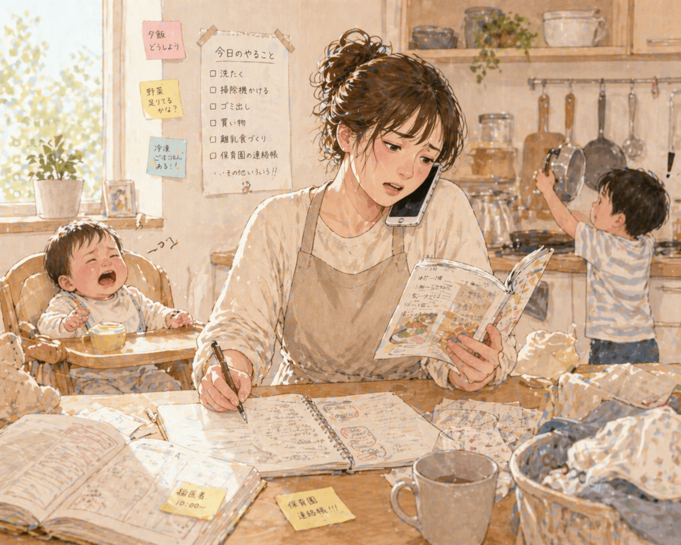 子育てで手一杯のお母さん